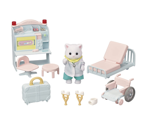 EPOCH Sylvanian Families Friendly Doctor Set H-17 doctor cat doll in white coat_1
