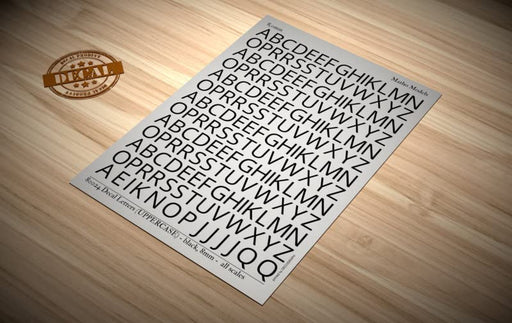 Matho Models MH80024 Decal Letters (UPPERCASE) Black 8mm Plastic Model Parts NEW_2