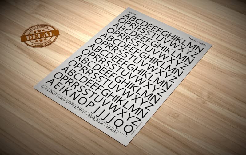 Matho Models MH80024 Decal Letters (UPPERCASE) Black 8mm Plastic Model Parts NEW_2