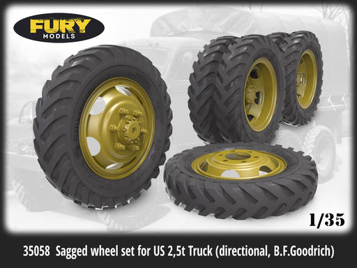 1/35 Sagged Wheel Set For Us 2,5T Truck Directional, B.F.Goodrich FM35058 NEW_2