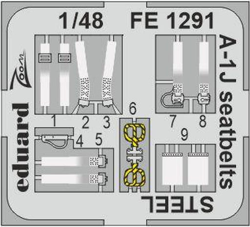 Eduard 1/48 A-1J Seatbelts Steel for Tamiya Plastic Model Parts EDUFE1291 NEW_1