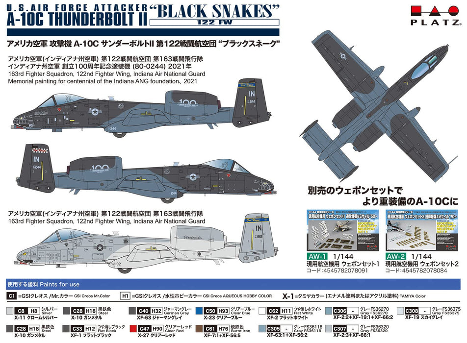 PLATZ 1/144 USAF ATTACKER A-10C THUNDERBOLT II 122 FW BLACK SNAKES Kit ‎PF-59_3