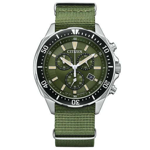 Citizen Collection AT2500-19W Eco-Drive Solar Green Model Chronograph Men Watch_1