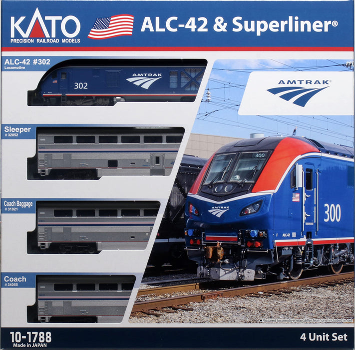 KATO N Gauge Amtrak ALC-42 Charger & Superliner 4-Car Set 10-1788 Model Train_2