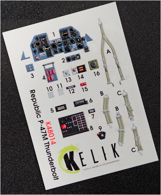 1/48 P-47M 'Thunderbolt' Interior 3D Decals for Tamiya Model Parts RSKK48014 NEW_1