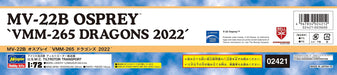 Hasegawa 1/72 MV-22B OSPREY VMM-265 DRAGONS 2022 Plastic Model kit 02421 NEW_3