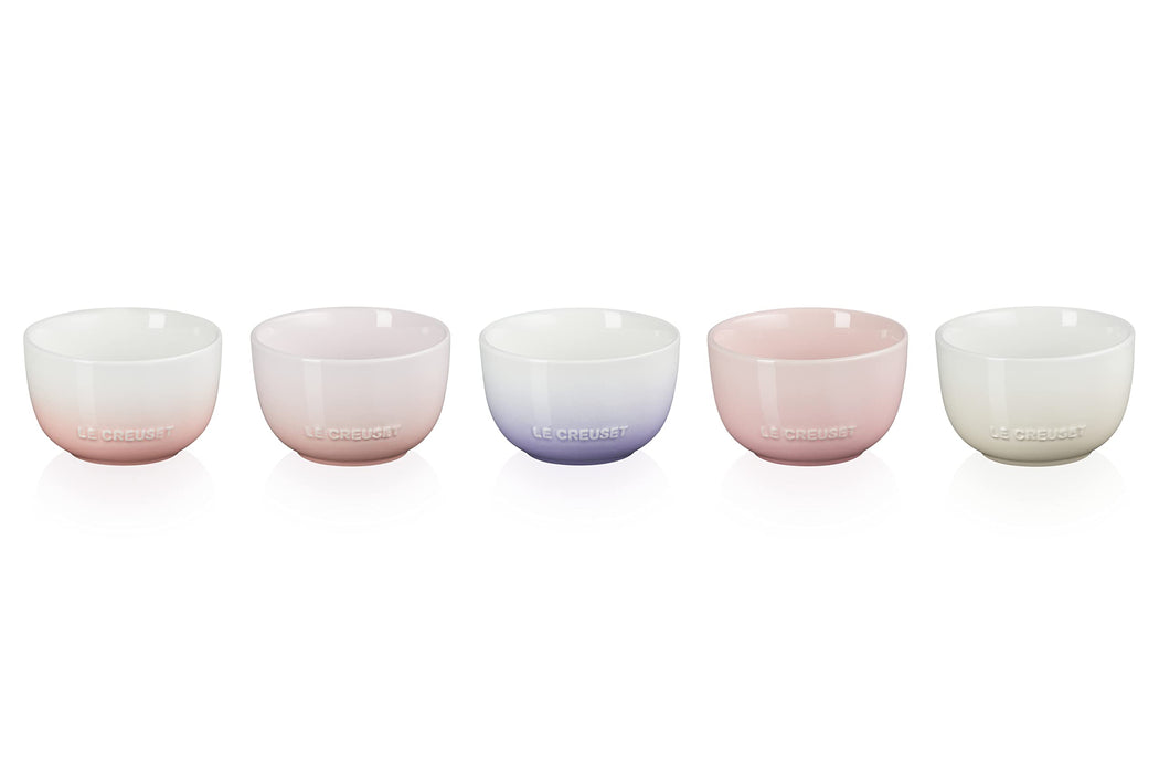 Le Creuset Pink Collection Sphere Rice Bowl Set of 5 Microwave Safe Stoneware_1