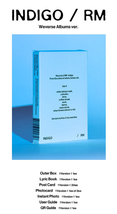 RM (BTS) 'Indigo' Postcard Edition Weverse Albums ver. Korean Edition BHE0226_2