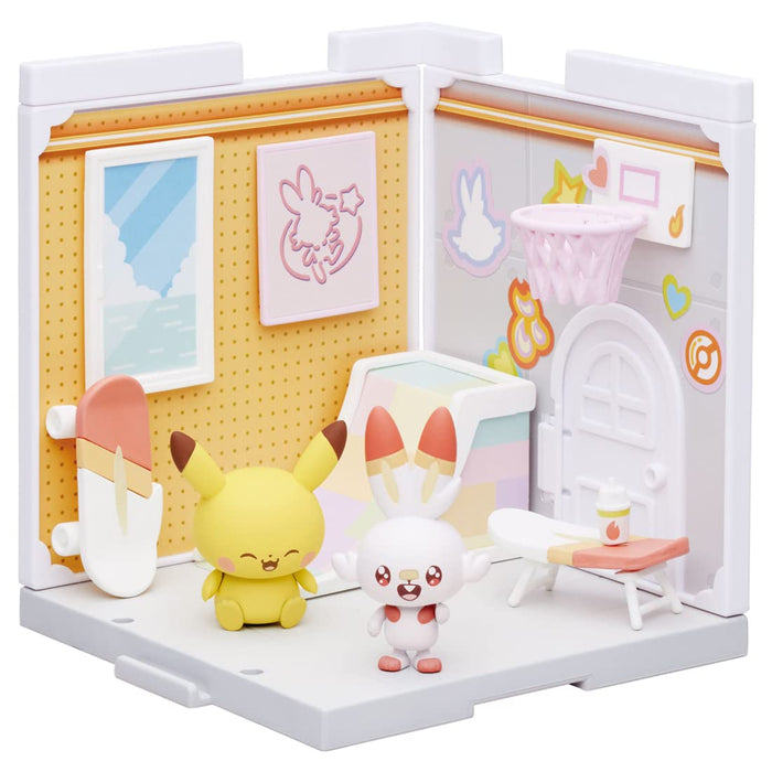 TAKARA TOMY Pokemon Pokepeace House Studio Scorbunny & Pikachu Figure&Furniture_1