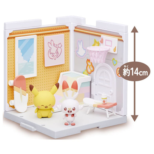 TAKARA TOMY Pokemon Pokepeace House Studio Scorbunny & Pikachu Figure&Furniture_2