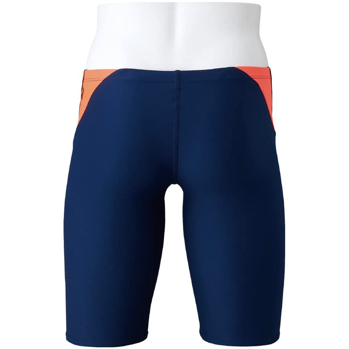 MIZUNO N2MB8078 Men's Swimsuit Exer Suit Half Spats Navy/Firey Coral Size S NEW_2