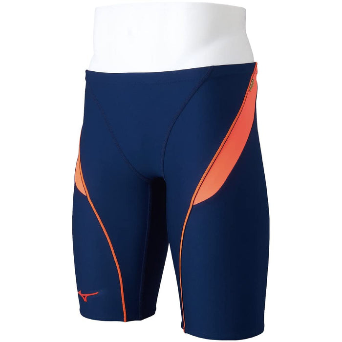 MIZUNO N2MB8078 Men's Swimsuit Exer Suit Half Spats Navy/Firey Coral Size S NEW_3