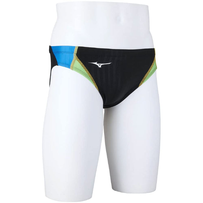 MIZUNO N2MB1025 Men's Swimsuit Stream Ace V Pants Black/Light Blue/Lime S NEW_4