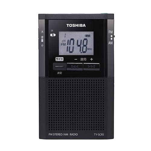 Toshiba TY-SCR5-K Black Pocket Radio with LED light USB Charging&Battery Powered_1