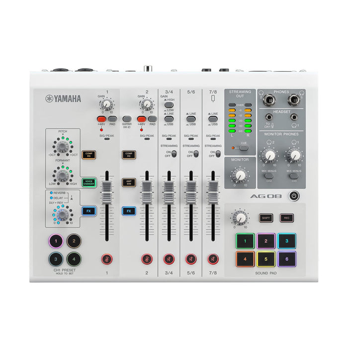 YAMAHA AG08 W White 8ch Live Streaming Mixer USB Audio Interface Voice Changer_4