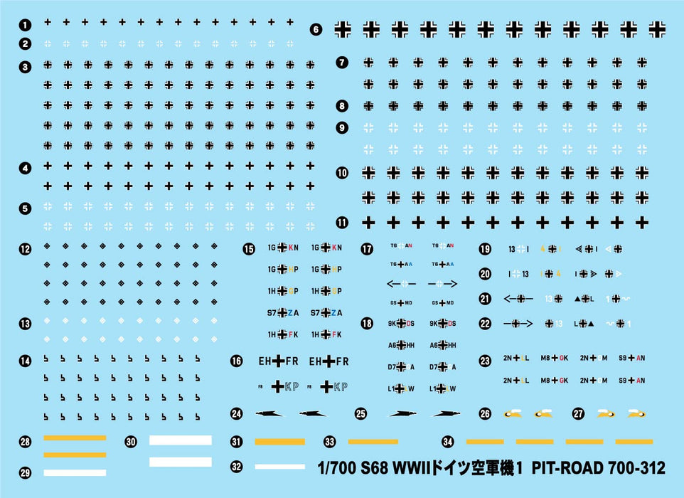 PIT-ROAD 1/700 SKY WAVE SERIES WWII Luftwaffe Aircraft Set 1 Model Kit S68 NEW_4