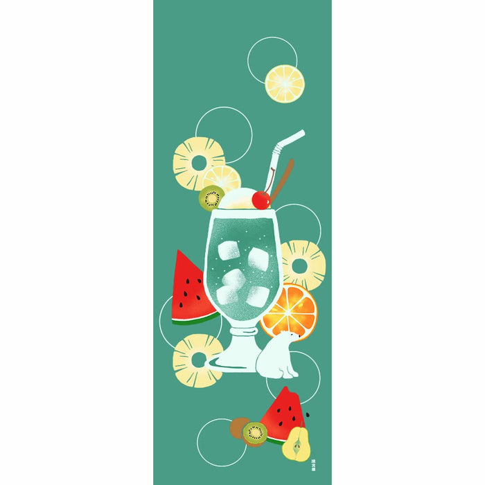 hama pattern picture tenugui refreshing cream soda 34x90cm Cotton Cut Cloth NEW_1
