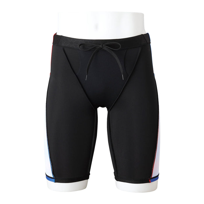 Mizuno N2JBA606 Men's Swimsuit Half Spats Stroak One Black/tricolor M Polyester_5