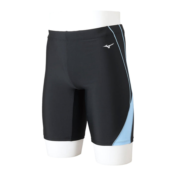 Mizuno ‎N2JBA103 Men's Swimsuit Half Spats 21cm Inseam Black/Sax M Polyester NEW_1